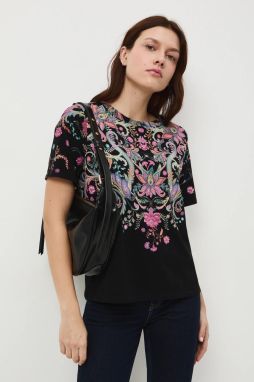 Bavlnené tričko Medicine dámske, čierna farba