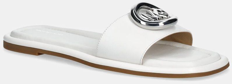 Kožené šľapky MICHAEL Michael Kors Milan Slide biela farba, 40R6MLFS1L.085