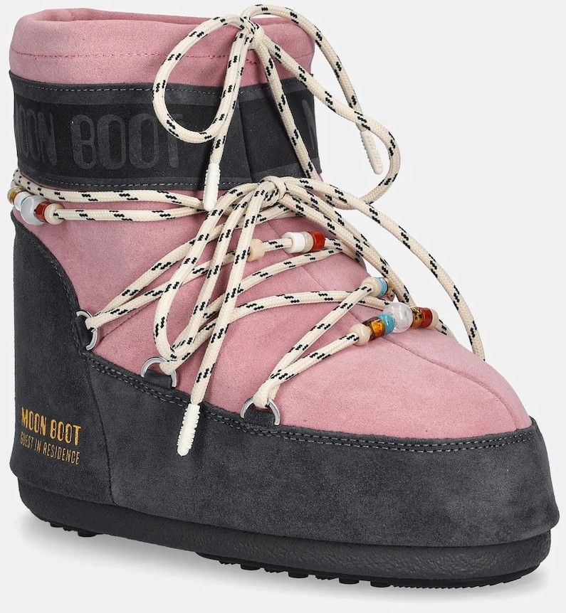 Snehule Moon Boot MB X GIR ICON LOW SUEDE BEADS ružová farba, 80D1409730-HJ05