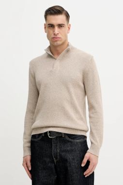 Sveter s prímesou kašmíru Hackett London béžová farba, HM7000130