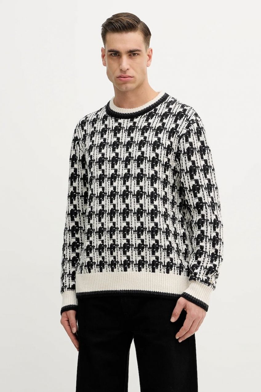 Sveter s prímesou vlny Tommy Hilfiger čierna farba, hrejivý, MW0MW41815