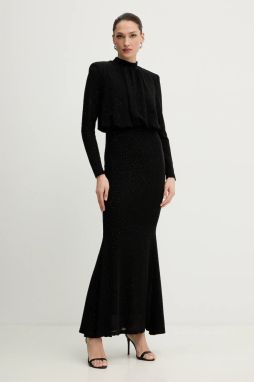 Šaty Morgan čierna farba, maxi, rovný strih, ROSCAR