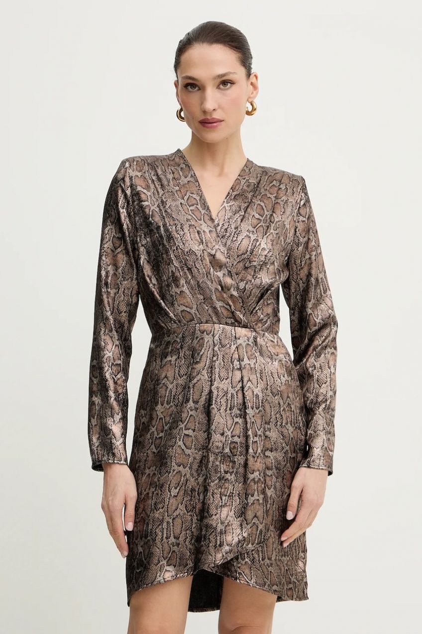 Šaty Morgan hnedá farba, mini, áčkový strih, RIBIL.F