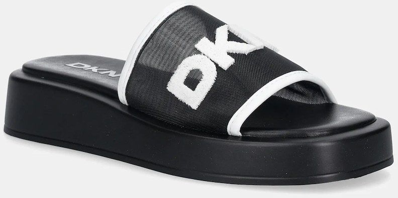 Šľapky Dkny Orion Logo Mesh čierna farba, na platforme, K1643577