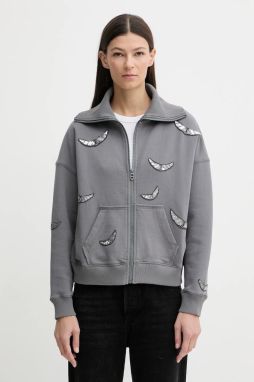 Bavlnená mikina ZADIG&VOLTAIRE šedá farba, s nášivkou, JWSS01669