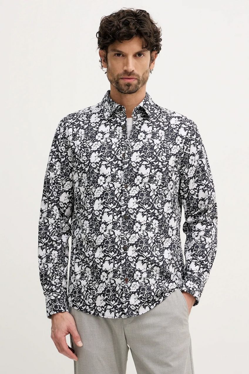 Bavlnená košeľa Joop! tmavomodrá farba, regular, s klasickým golierom, 30101545