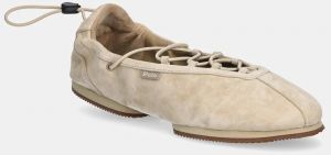 Semišové baleríny Polo Ralph Lauren Ballerina Lace Up béžová farba, 804P04927001