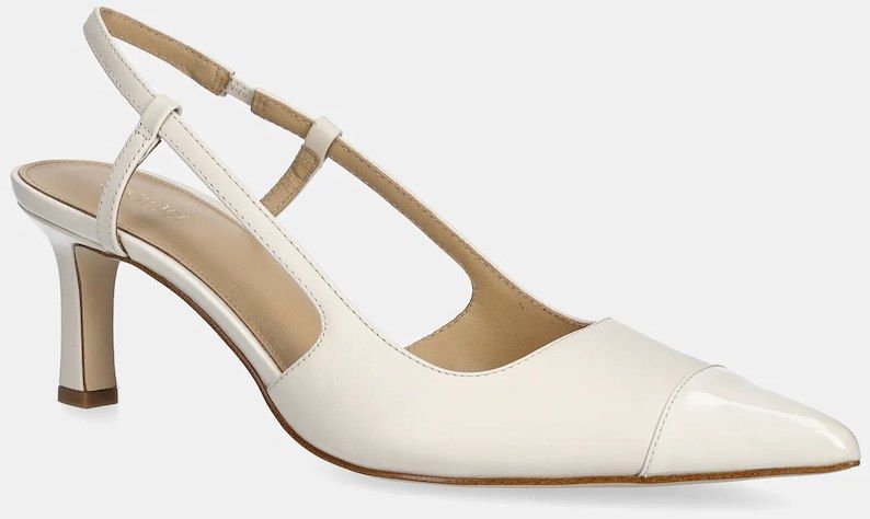 Kožené lodičky MICHAEL Michael Kors Alora Toe Cap Mid Sling béžová farba, 40R6AOMS1L.289