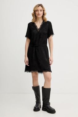 Hodvábne šaty ZADIG&VOLTAIRE čierna farba, mini, rovný strih, WWDR02588