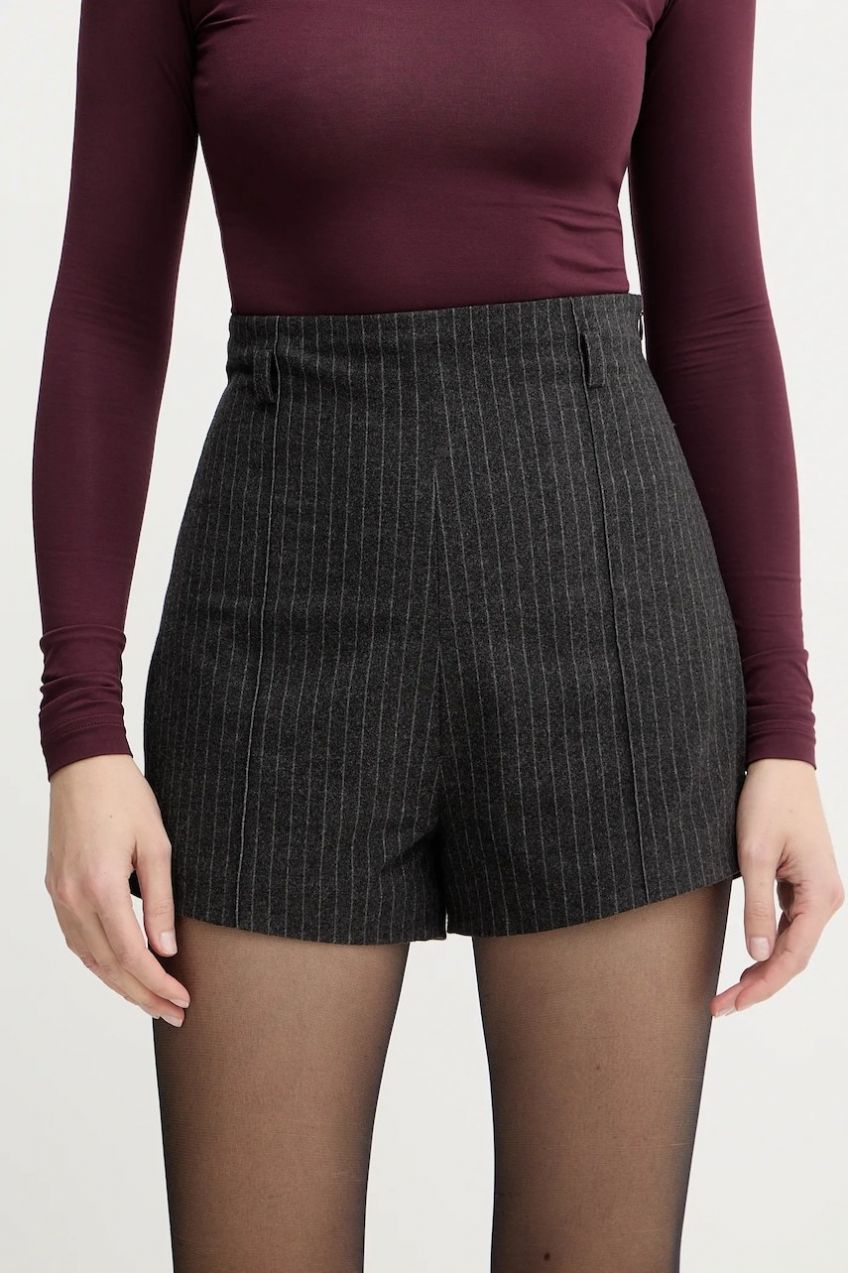 Šortky La Mania GLADYS šedá farba, vysoký pás, GLADYS