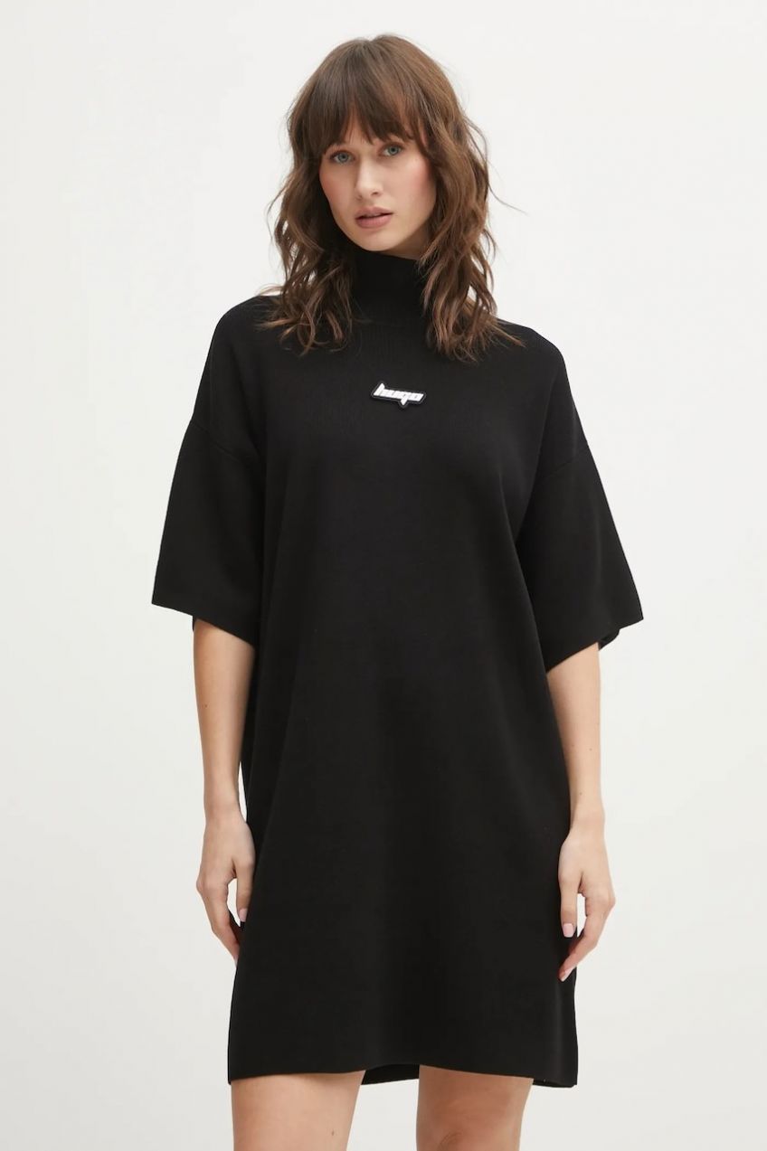 Šaty Hugo Blue Simo_B čierna farba, midi, oversize, 50554219