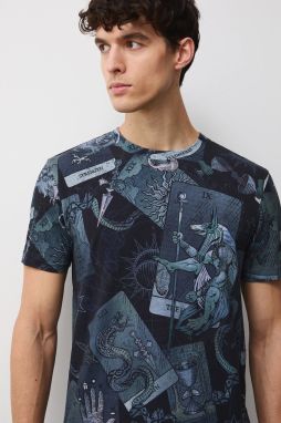 Tričko Medicine pánske, tyrkysová farba, vzorovaná