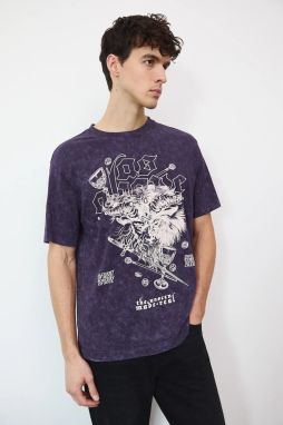 Bavlnené tričko Medicine pánske, fialová farba, s potlačou