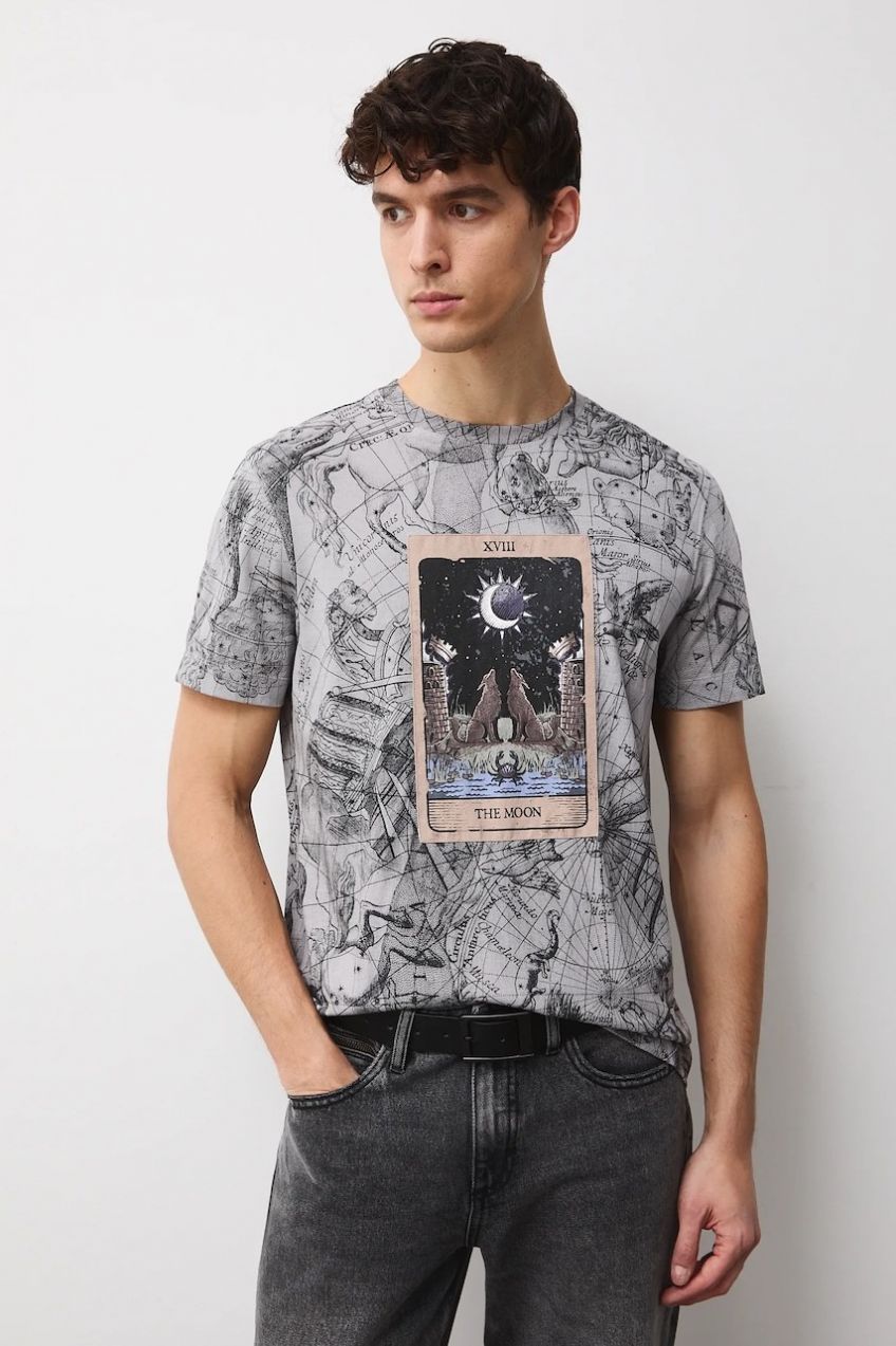 Bavlnené tričko Medicine pánske, šedá farba, vzorovaná