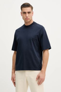 Bavlnené tričko Sisley pánske, tmavomodrá farba, jednofarebné, 3UYBS104T