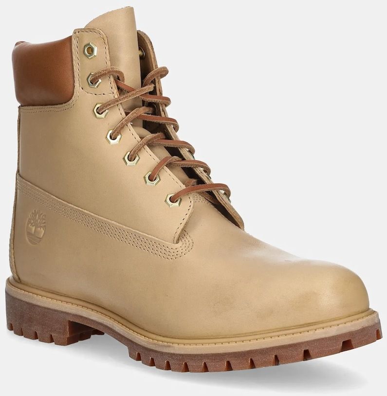 Kožené členkové topánky Timberland Premium 6 In Lace Waterproof béžová farba, TB0A2P6WEN21