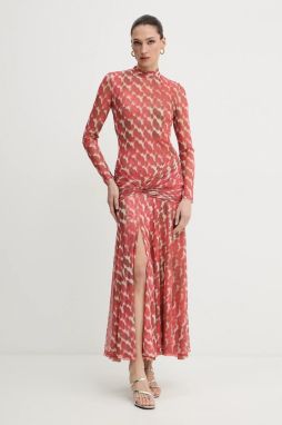 Šaty Bardot oranžová farba, maxi, priliehavé, 58853DB9