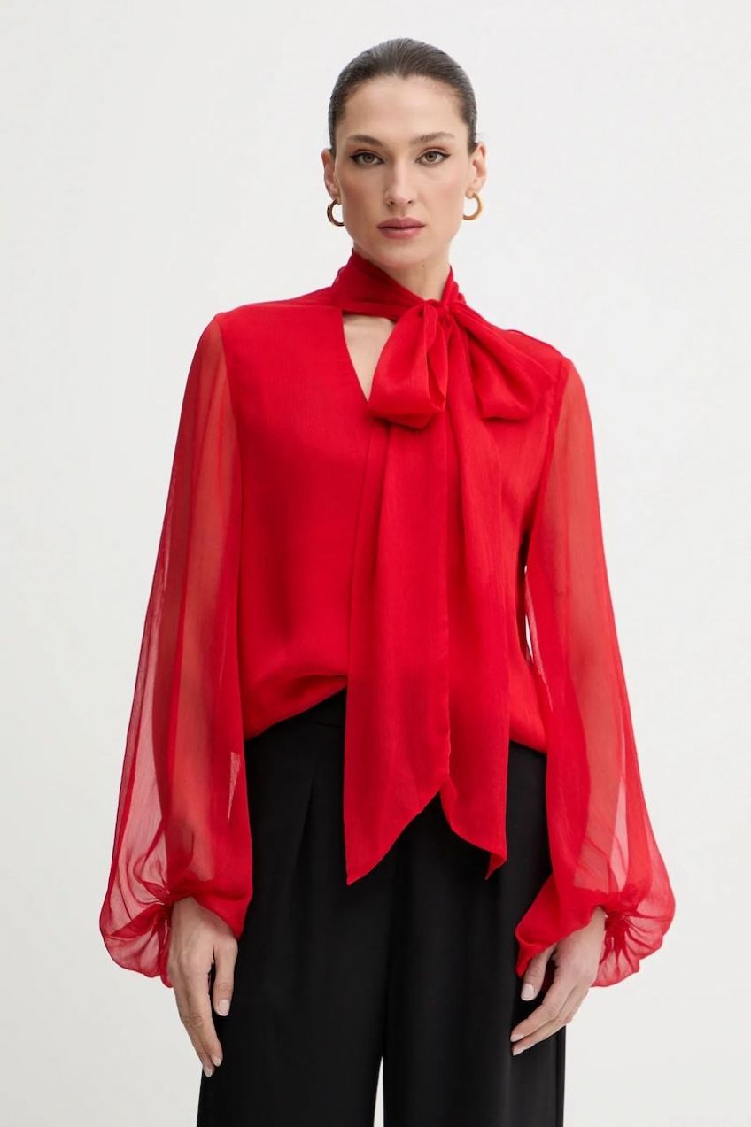 Blúzka Bardot červená farba, jednofarebná, 59704TB2