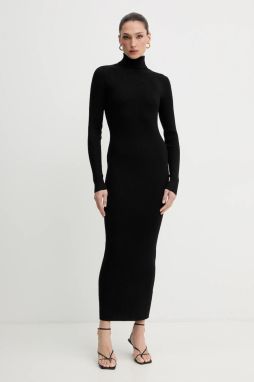 Šaty Bardot čierna farba, maxi, priliehavé, 60170DB