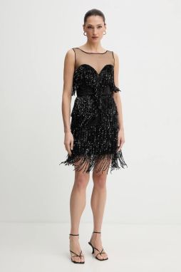 Šaty Bardot čierna farba, mini, rovný strih, 60271DB