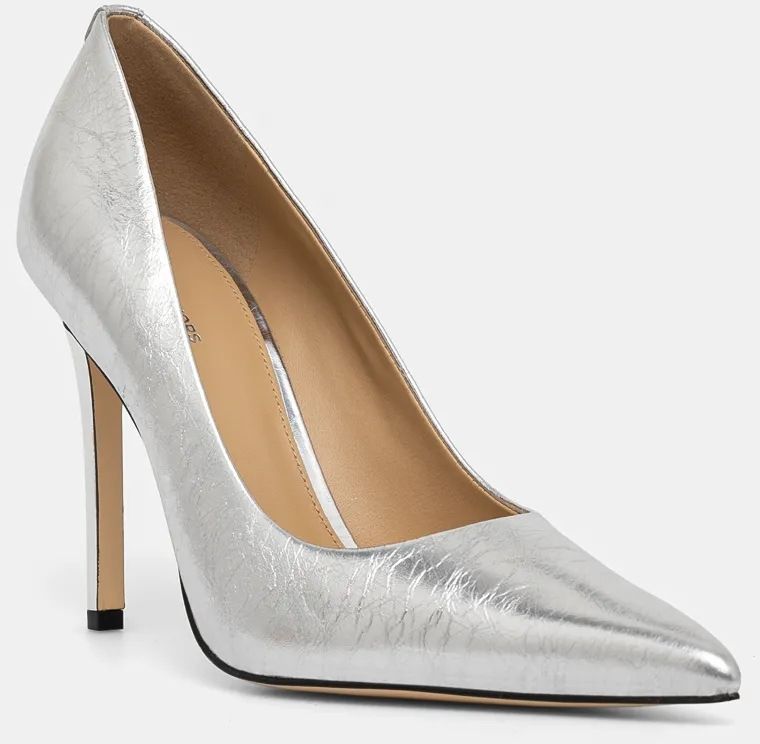 Kožené lodičky MICHAEL Michael Kors Elyse High Pump strieborná farba, 40F5EYHP1M.040