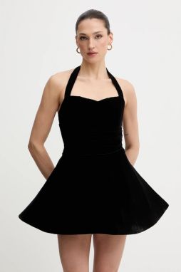 Šaty Bardot čierna farba, mini, áčkový strih, 60215DB