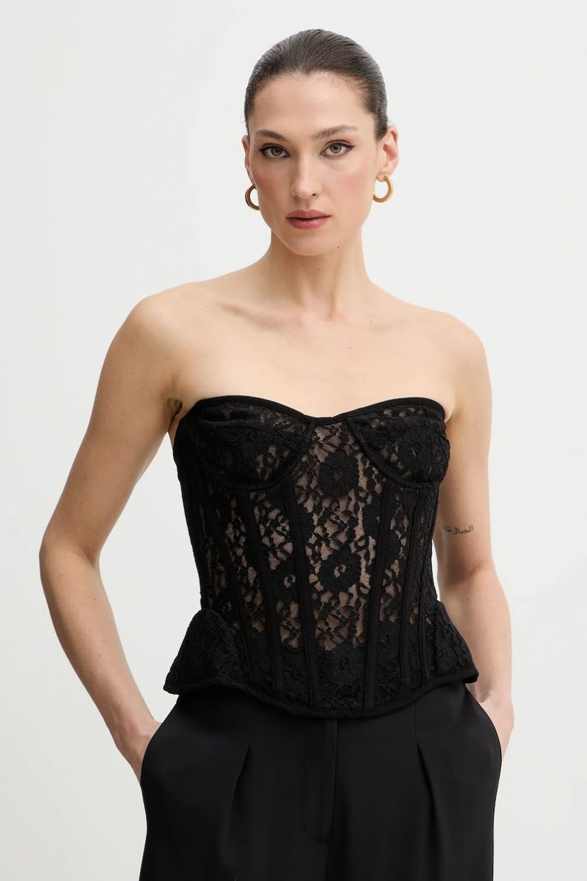 Blúzka Bardot čierna farba, jednofarebná, 60213TB1