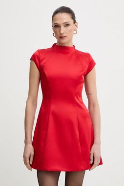 Šaty Bardot červená farba, mini, áčkový strih, 59329DB2
