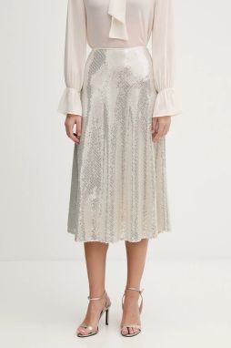 Sukňa OUI strieborná farba, midi, áčkový strih, 96029