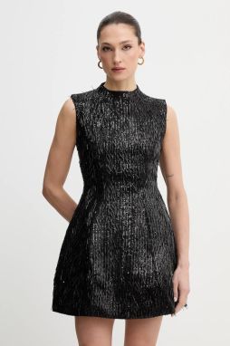 Šaty Bardot čierna farba, mini, áčkový strih, 60202DB