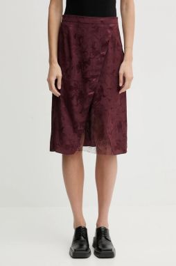 Hodvábna sukňa ZADIG&VOLTAIRE bordová farba, mini, rovný strih, WWSK01620
