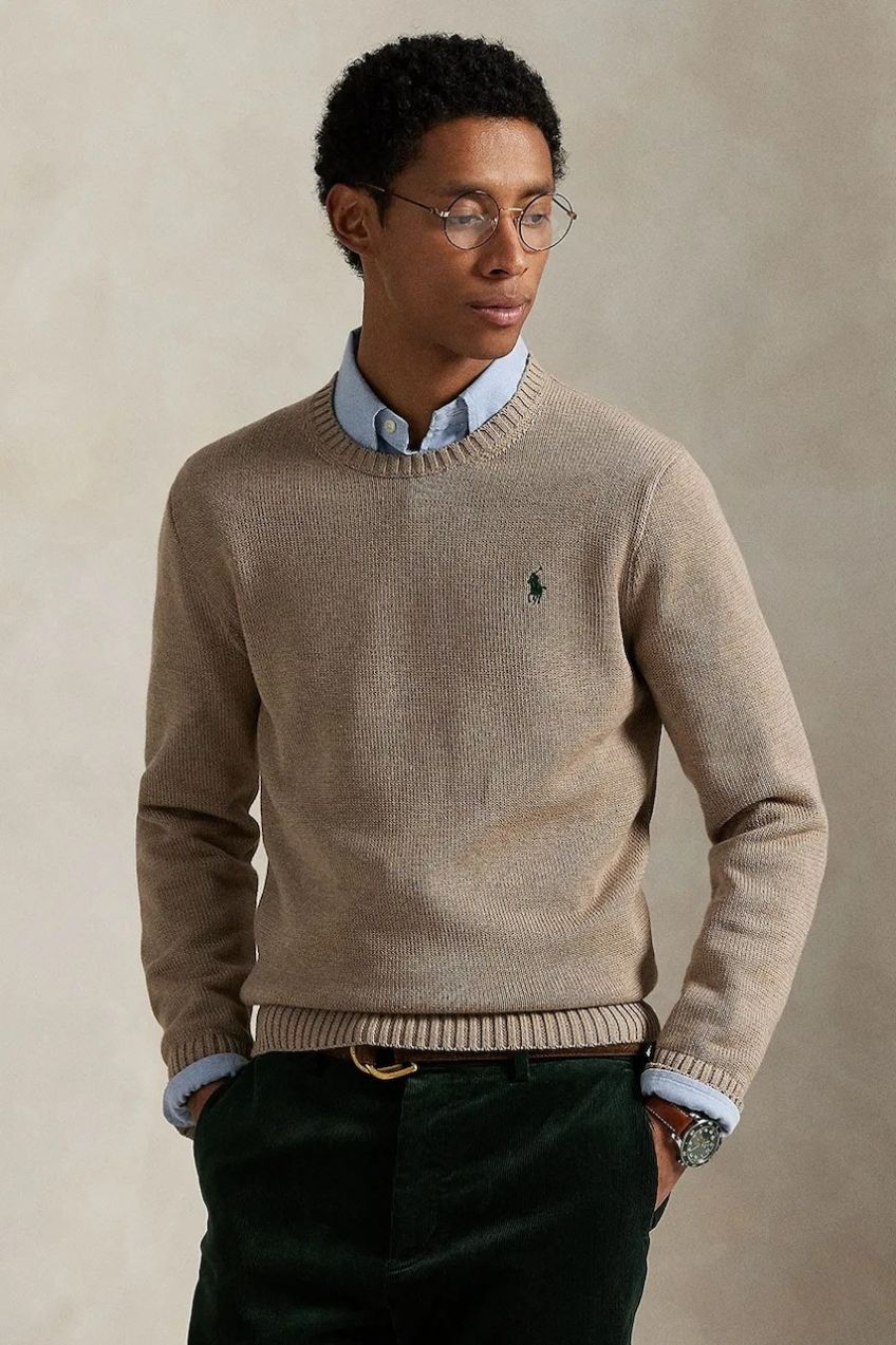 Bavlnený sveter Polo Ralph Lauren modrá farba, ľahký, 710810846