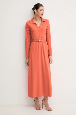 Šaty Dkny oranžová farba, midi, áčkový strih, DD5J1H52