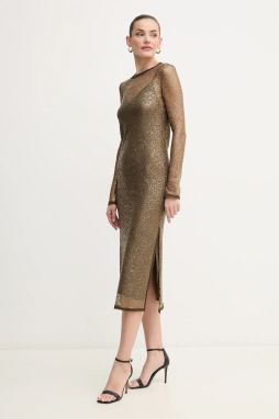 Šaty Pinko zelená farba, maxi, rovný strih, 104709 A2EX