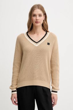 Bavlnený sveter Dkny béžová farba, teplé, DJ5R0730