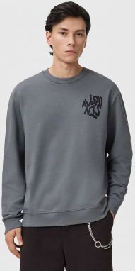 Bavlnená mikina AllSaints ORLANDO šedá farba, s potlačou, M058NB