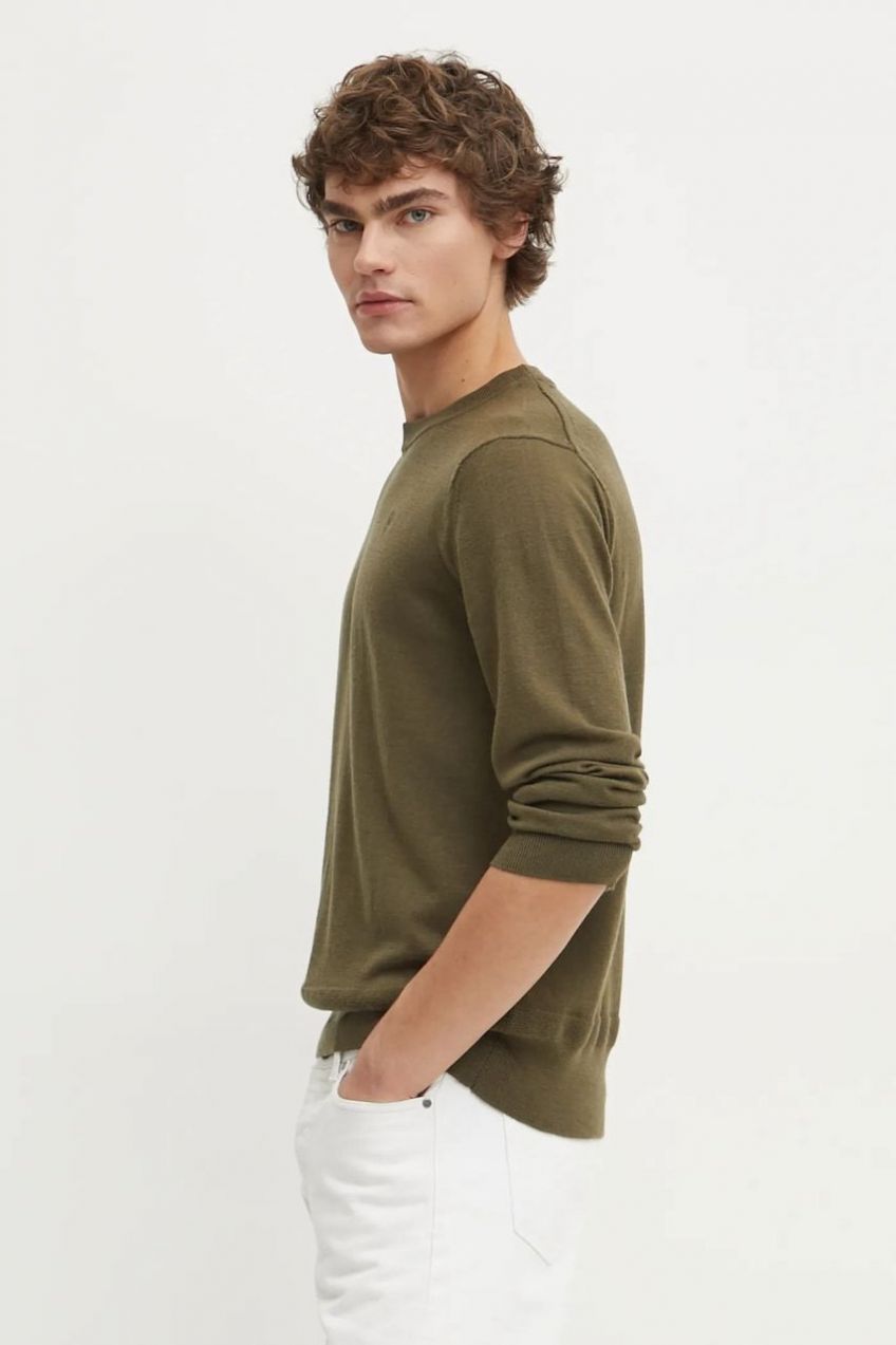 Vlnený sveter G-Star pánsky, béžová farba, tenký, D25174-D847