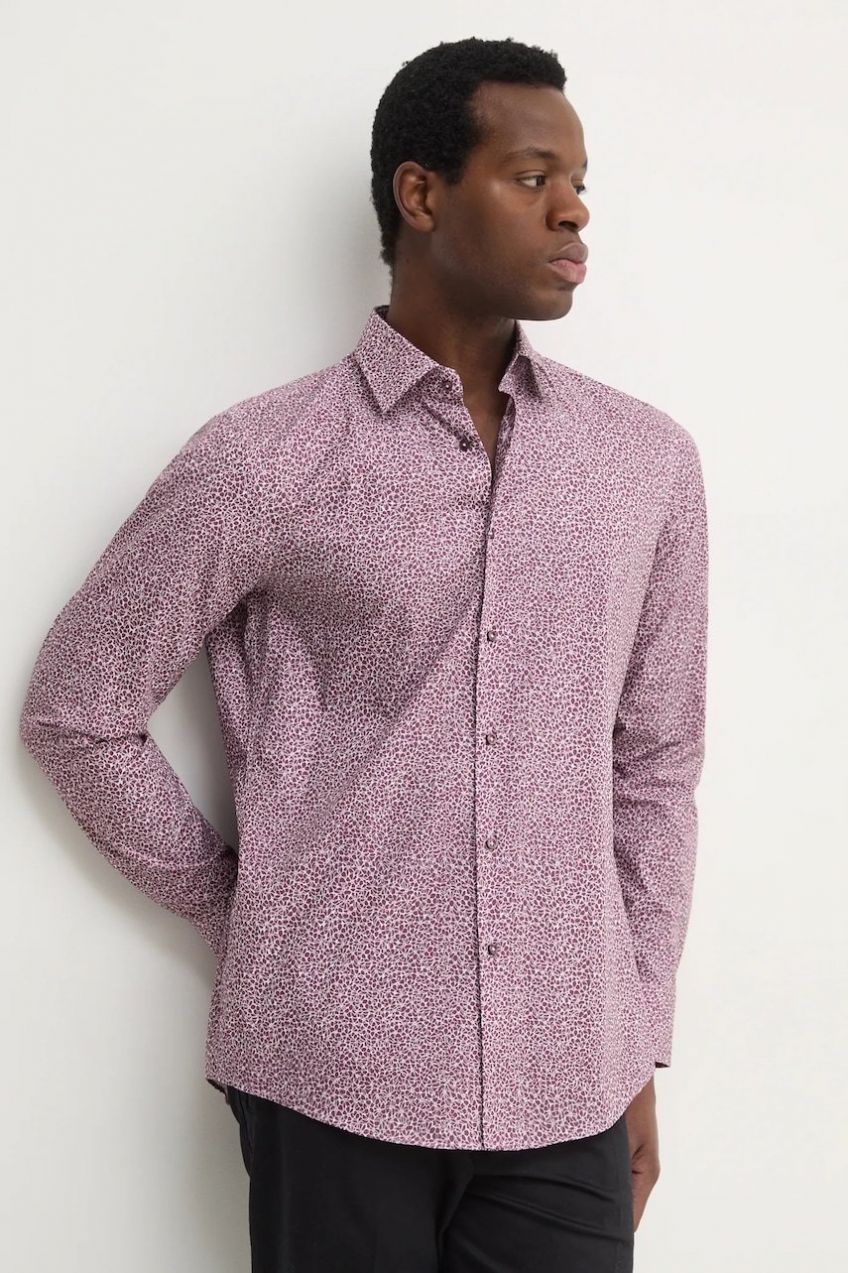 Košeľa BOSS pánska, ružová farba, regular, s klasickým golierom, 50533021