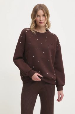 Mikina Answear.LAB dámska, hnedá farba, s nášivkou