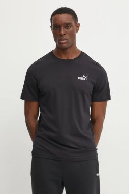 Bavlnené tričko Puma Essential Logo pánske, čierna farba, s nášivkou, 682534