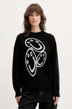 Bavlnený sveter Hugo Blue Seginy_B čierna farba, 50543020