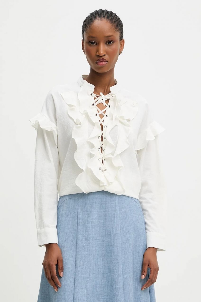 Bavlnená blúzka Answear.LAB biela farba, jednofarebná