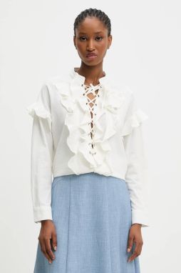 Bavlnená blúzka Answear.LAB biela farba, jednofarebná