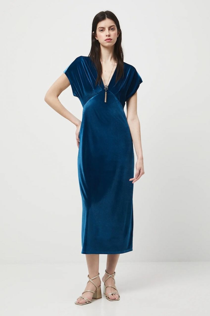 Šaty Medicine zelená farba, midi, priliehavé