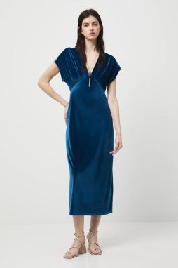 Šaty Medicine zelená farba, midi, priliehavé