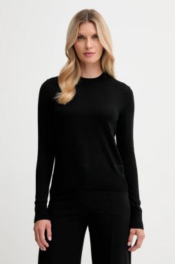 Sveter s prímesou vlny Calvin Klein čierna farba, ľahký, LV044D370G