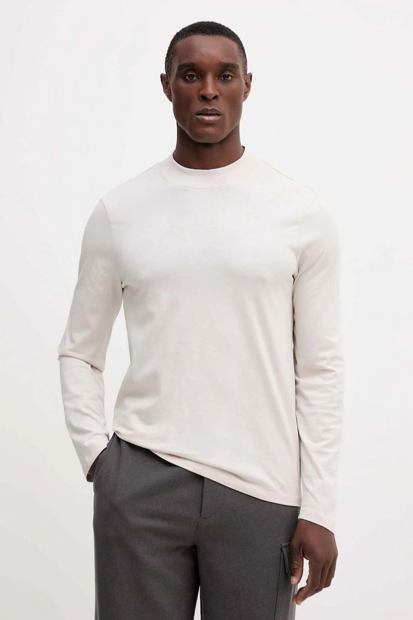 Bavlnené tričko s dlhým rukávom Armani Exchange béžová farba, jednofarebná, XM001427 AF10362