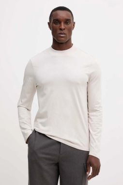 Bavlnené tričko s dlhým rukávom Armani Exchange béžová farba, jednofarebná, XM001427 AF10362