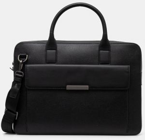 Kožená taška na notebook Tommy Hilfiger čierna farba, AM0AM13993