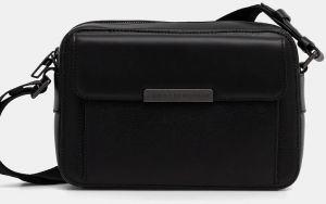 Kožená taška Tommy Hilfiger čierna farba, AM0AM14017